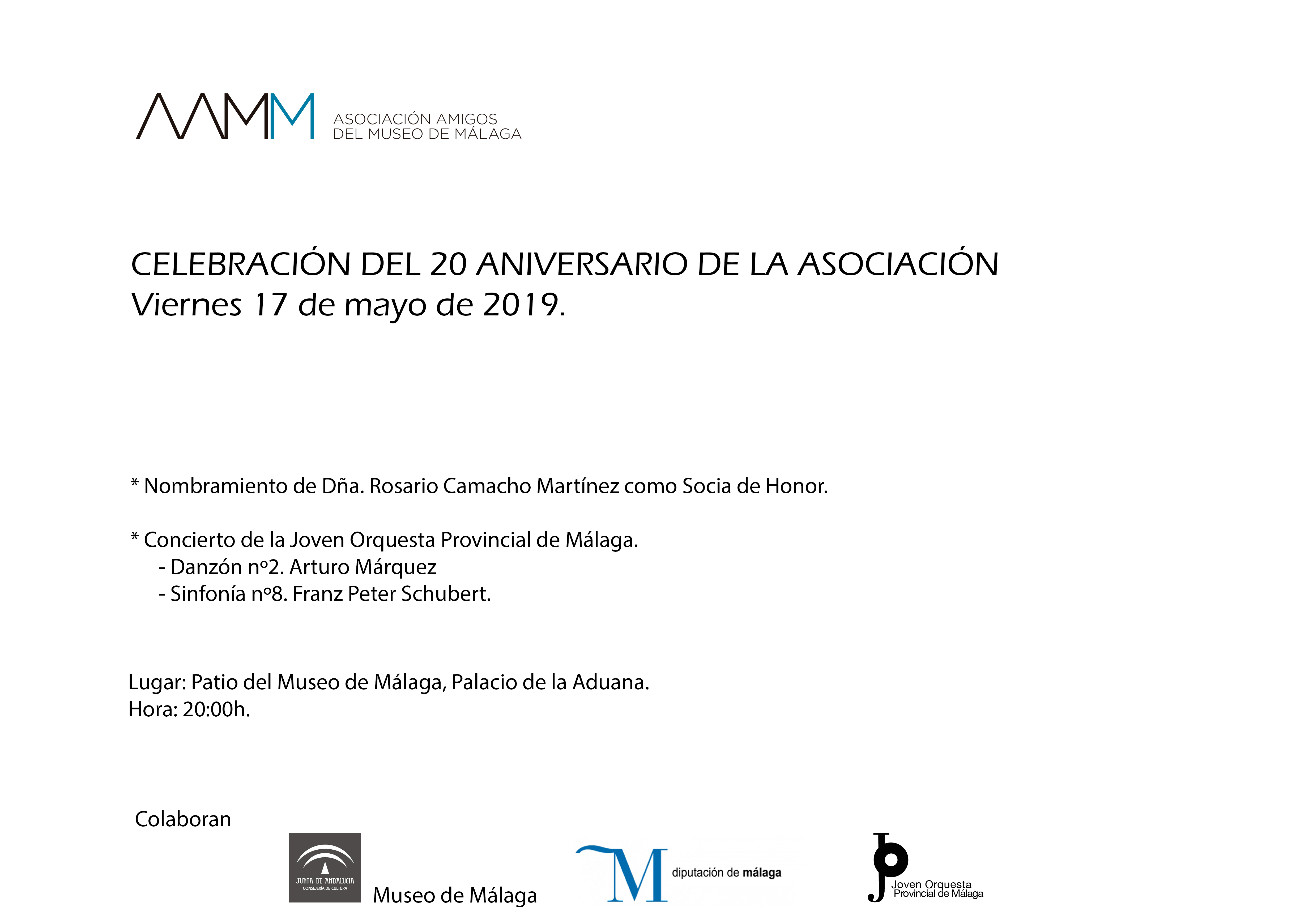 20º aniversario Amigos del Museo de Málaga. Socia de Honor Rosario Camacho